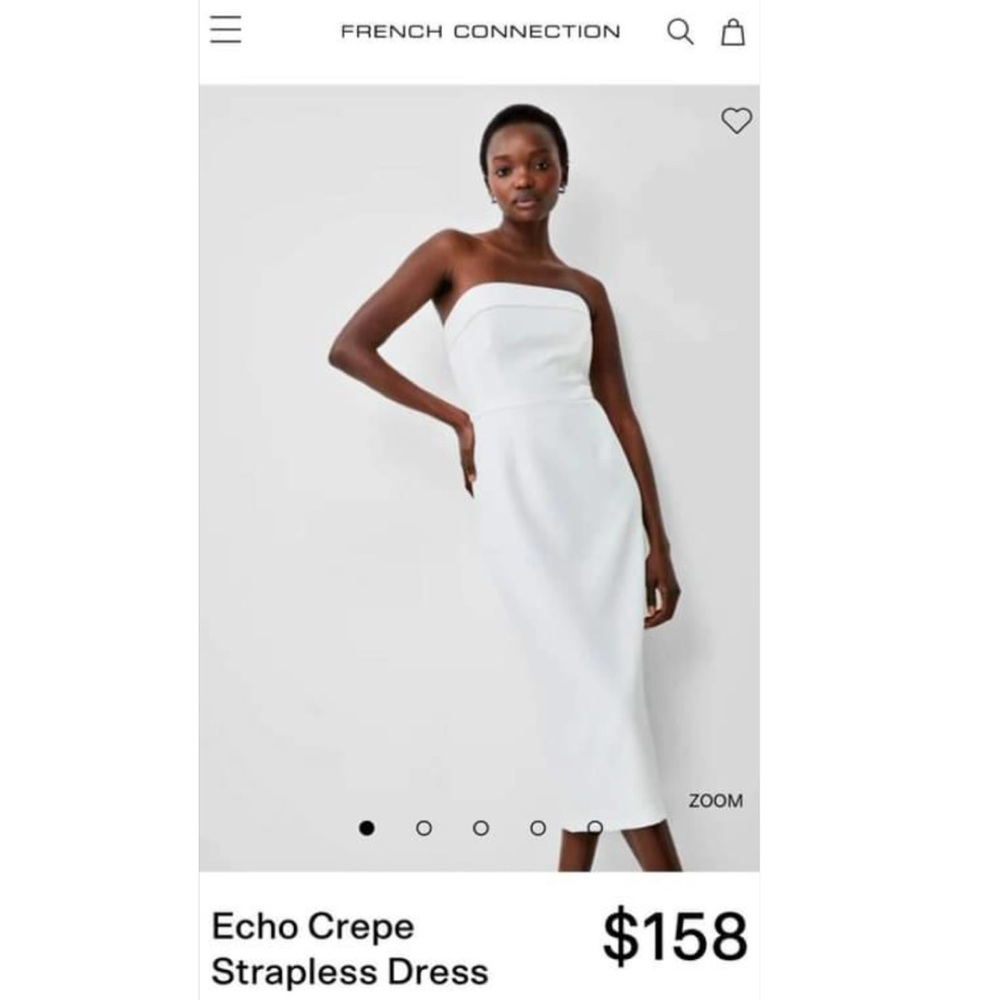 French Connection White Strapless Dress